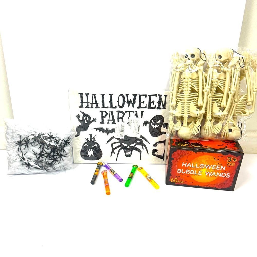 New Halloween Party Decorations 60 Bubble Wands & 101 Window/ Wall Stickers
